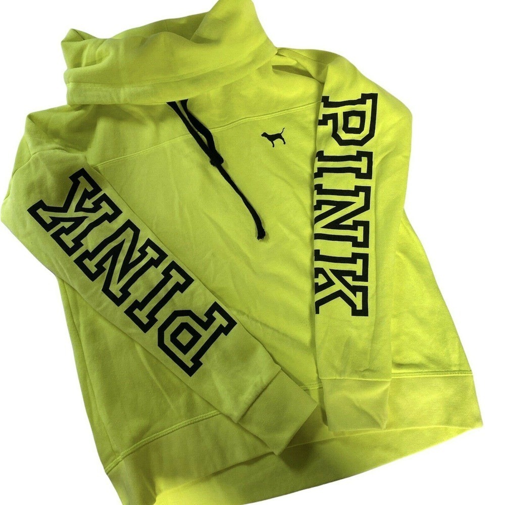 Pink Victoria Secret Spellout Hoodie XS Green